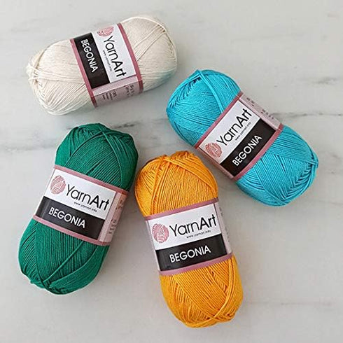 Yarn Art Begonia 100% Mercerized Cotton, Lot of 5 Skein (Pack),Total 8.8 Oz. Each 1.76 Oz (50g) / 185 Yrds (169m), Fine Sport:2 (4939)...