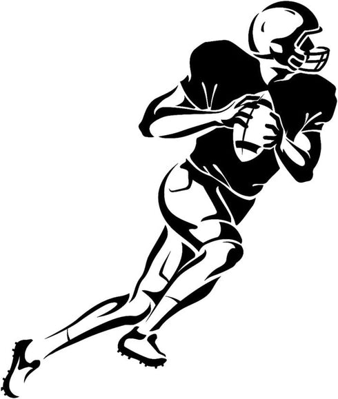 Home Find Football Player Silhouette Mural a Player with Ball Football Wall Sticker Rugby Wall Decal Sport Theme Wall Arts Peel and Stick for Kids...