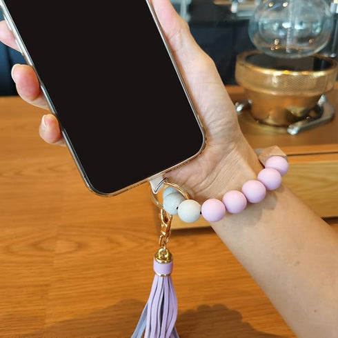 Boho Silicone Phone Wrist Strap, Cell Phone Lanyard Keychain with Tether Tab, Smartphone Wristlet Bracelet Keychain with Universal Strap Holder Co...