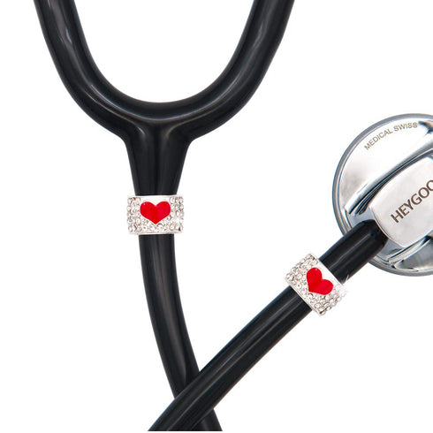2 Pack Bling Heart Stethoscope Charms, Red Heart Stethoscope Id Name Tag...