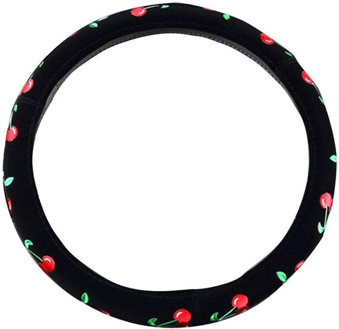 Automotive Cherry Car Accessory Embroidery Cute Women Handmade 15 inch Car Steering Wheel Cover (Green)...