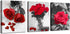 Ardemy Red Rose Canvas Wall Art Flowers Pictures Bathroom Decor, Black White Florals Painting Modern Romantic Framed for Bedroom Living Room Dinni...