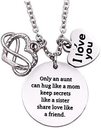 Melix Home Aunt Necklace Auntie Gift I Love You Charm Gifts for Aunts From Niece Nephew...