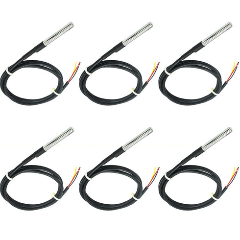 6pcs DS18B20 1 Meter/3.2Ft Temperature Sensor Stainless Steel Encapsulated Waterproof Digital Temperature Probe for Raspberry Pi and Arduino...