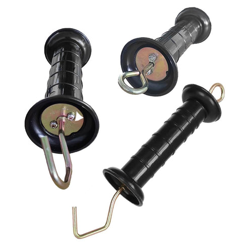 Electric Fence Gate Handle Insulated Spring Gate Handle Electric Fence Arch Hook for Fence Home (Black, 2Pcs)...