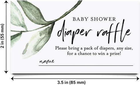 Bliss Collections Diaper Raffle Tickets for Baby Shower, Rustic Greenery, Invitation Card Inserts for Fun Baby Shower Game with a Chance to Win, 2...
