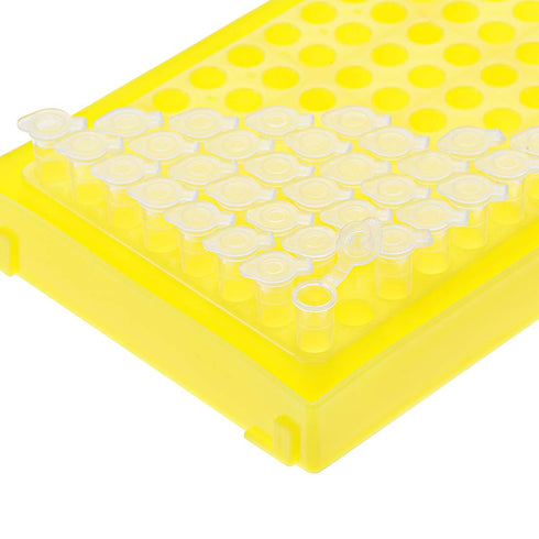 uxcell Centrifuge Tube Rack Storage Box 96-Well Polypropylene Holder for 0.2ml Microcentrifuge Tubes, Vials, Samples 5mm Hole Dia 2Pcs...