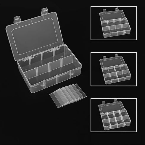 8 Grids Clear Bead Organizer Box Small Part Storage Box Jewelry Organizing Case Craft Tool Containers Fishing Tackle Case with Adjustable Dividers...