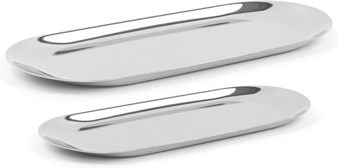 Lainrrew 2 Pcs Stainless Steel Towel Tray, Gold Jewelry Organizer Tray Bathroom Sink Vanity Trays Decorative Storage Dish Plate for Kitchen, Craft...