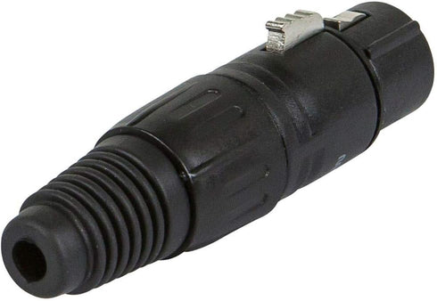 Monoprice 5-Pin Female DMX Connector - Black, Anodized Aluminum With A Plastic Cap, Rubber Strain Relief Boot, and Lock Release Button...