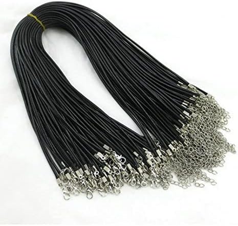 20Pcs Black Braided Leather Cord Rope Necklace Chain with Lobster Claw Clasp 2.0mm 24''...