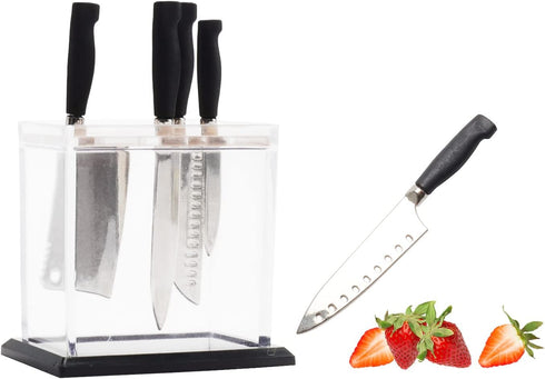 1:6 Scale Miniature Kitchen Knife Set with Knife Shelf 5-Piece Mini Cooking Knives with Plastic Knife Storage Box for Mini House Kitchen Furniture...