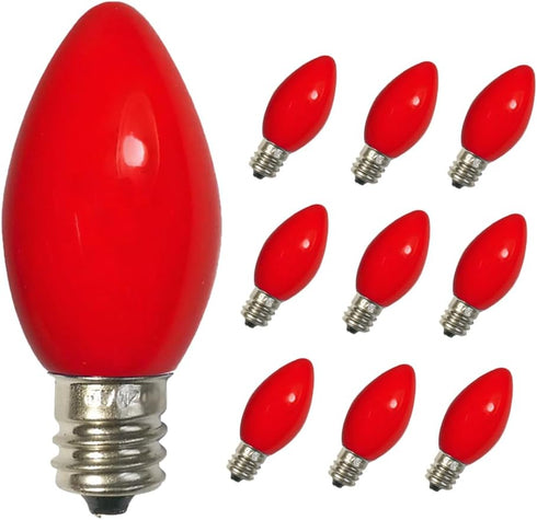 25PK C7 Christmas LED Replacement Bulbs,C7 Ceramic Red LED Bulb,0.6W E12 Base Bulbs for Patio Home Outdoor&Indoor Christmas Decor...