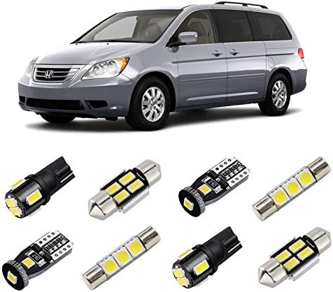 White LED Interior Lights Kit for Honda Odyssey 2005 2006 2007 2008 2009 2010 Super Bright 6000K LED Interior Light Bulbs Package + License Plate ...