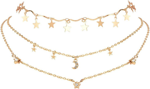 BERYUAN Simple Choker Moon Star Choker Pendant Necklace Trendy Choker Necklace for Women...