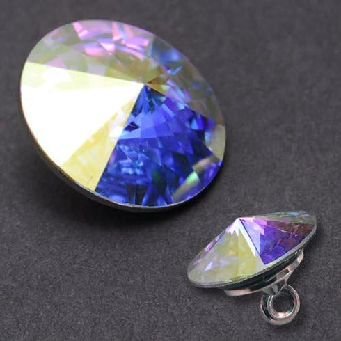 6-pcs 12mm Austria Crystal 1122 Rivoli Button with Shank, SW-1122BT (Crystal AB)...