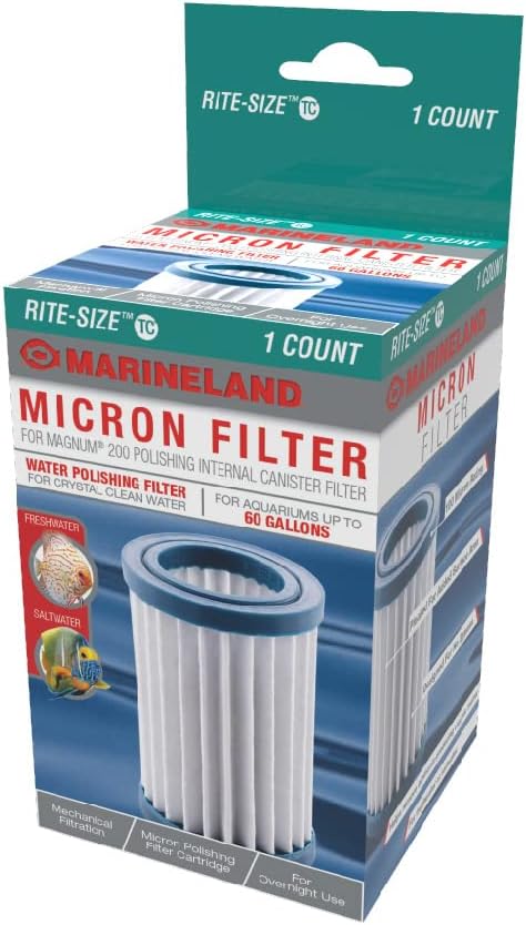 Marineland Micron Magnum 200 Polishing Internal Canister Filter for Aquariums up to 60 Gallons, Crystal Clean Water...