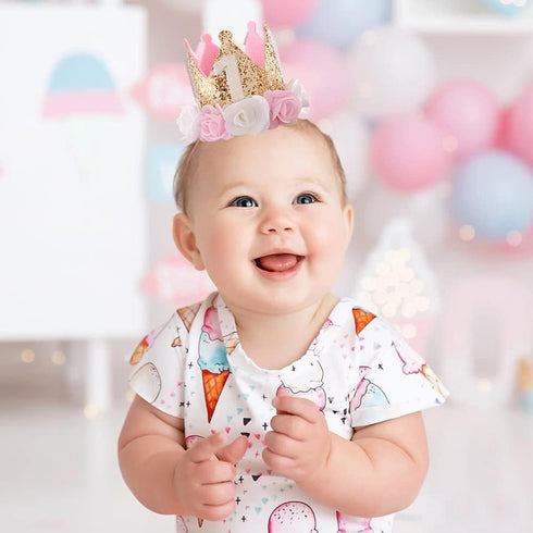 1st Birthday Hat Girl Decorations First For Baby Gifts Rose Gold Pink Crown Party One Year Old Princess...