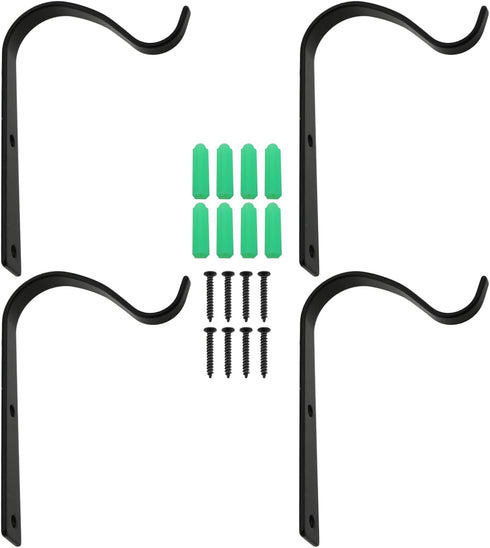 Iron Wall Hook 4PCS Black Rustic Iron Wall Hooks with Screws for Hanging Lanterns Coats Mason Jar Sconces, Heavy-Duty Metal Hooks for Plant Hanger...