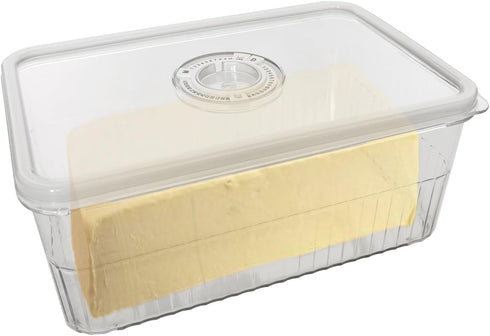 Cheese Container Airtight with Time Recording - Cheese Storage Container for Fridge Cream Cheese Sliced Cheese Cheddar Container Cheese Box with L...