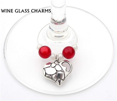 Zhiheng Assorted 93pcs Heart Shaped Alloy Pendants Love Wine Glass Charms Bracelet Necklace Beads Wine Glass Charms for Jewellery Making Birthday ...