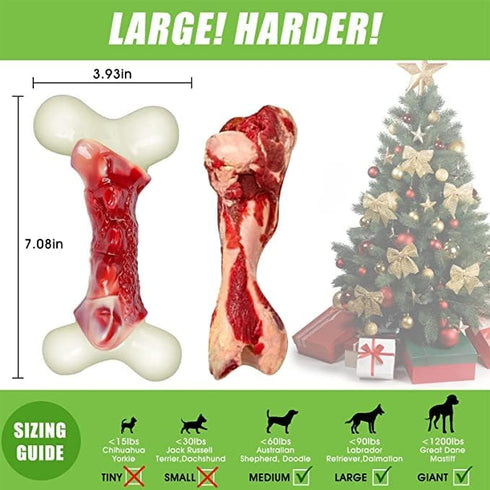 Dog Toys for Aggressive Chewers, Indestructible Large Dogs,Real Bacon Flavored,Dog Chew Toy Bones Medium/Large Breed Dogs,Best to Keep Them Busy (...