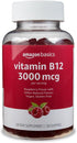 Amazon Basics Vitamin B12 3000 mcg Gummies, Normal Energy Production and Metabolism, Immune System Support, Raspberry, 100 Count (2 per serving) (...