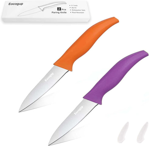 Paring Knife,3.7 inch Fruit and Vegetable Knife,Stainless Steel Dishwasher Safe Rust Proof Super Sharp,Comfortable Bigger Handle,PP Plastic Colors...