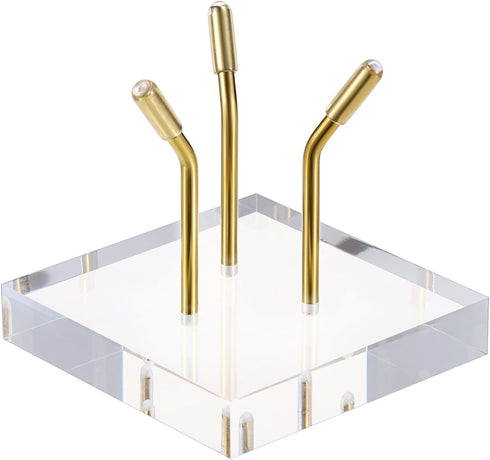 Hipiwe Gold Metal Arm Display Stand Easel with Acrylic Base Decorative Display Easel Holder for Sphere Crystal Ball Eggs Mineral Geodes Rock Seash...