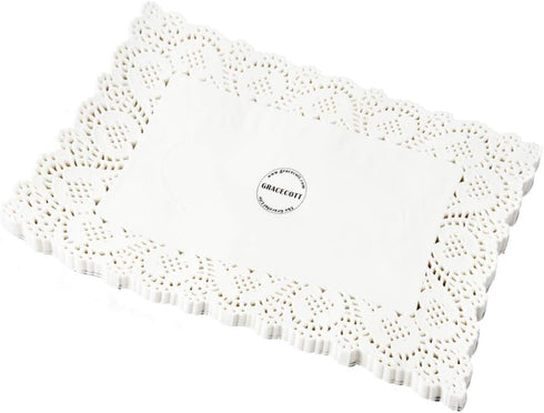 Lace Doilies Paper Rectangular 100 Pieces, White Square Lace Paper Placemats for Tables, Cake, Baking, Wedding Decoration (6.3" x 9")…...