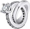 Ginger Lyne Collection Wedding Ring Set Engagement Charm for Bracelet or Necklace for Women Hearts European Bead Clear Cubic Zirconia Sterling Sil...