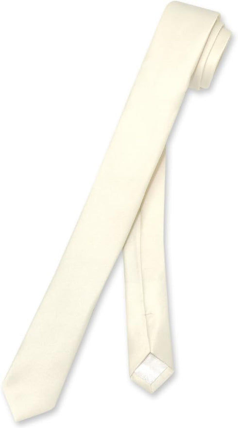 Vesuvio Napoli Narrow NeckTie Extra Skinny CREAM Color Men's Thin 1.5" Neck Tie...