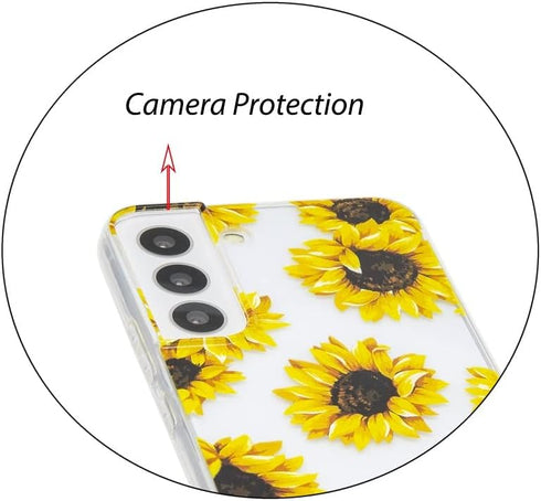 Phone Case Compatible with Galaxy S22 Case,Clear Sunflower Pattern Cute Floral Case Soft TPU Back Cover for Samsung Galaxy S22 6.1 Inch...