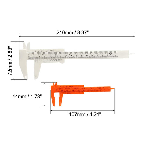 uxcell Vernier Caliper 80mm 150mm Mini Double Scale Plastic Ruler Measuring Tool White Orange 1 Set...