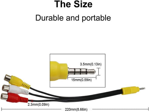 3.5mm to 3RC.A Input Adapter, Video AV Component Adapter Cable Replacement, 3 RC.A to AV Input Adapter, RC.A Conversion Cable Compatible with TCL ...