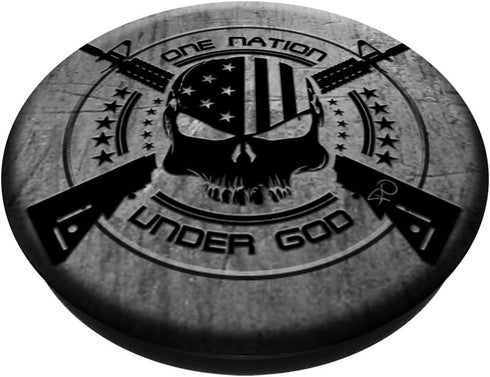 Tactical One Nation Under God Flag Skull AR-15 2nd Amendment PopSockets PopGrip: Swappable Grip for Phones & Tablets PopSockets Standard PopGrip...