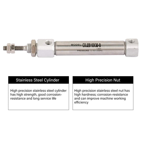 Pneumatic Air Cylinder CDJ2B10-30B 10mm Diameter 30mm Stroke Double Acting Stainless Steel 2 Hydraulic Cylinder...