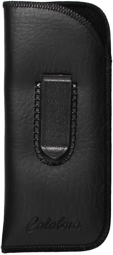 Calabria Slim Eye Glasses Case w/Clip Soft PU Leather Black Men Women Eyeglasses Pouch Slip-In Eyewear Holder Sunglass Bag...