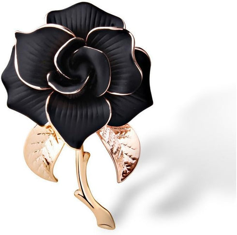 Rose Gold Flower Brooch Black White Rose Petals Brooches & Pins for Women...
