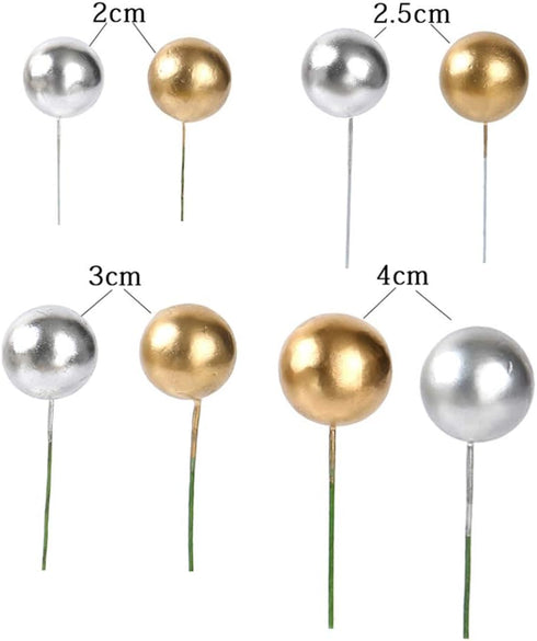 16pcs Ball Shaped Cake Topper Cake Picks Pearl Ball DIY Cake Insert Topper Cup Cake Topper Set Toothpick for Party Birthday Cake Baby Shower Weddi...