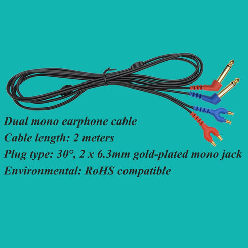 Audiometer Headphone Earphone Cable for TDH39 & DD45 Audiometric Headsets with Gold-Plated 2 x 6.35 mm Mono Jack......