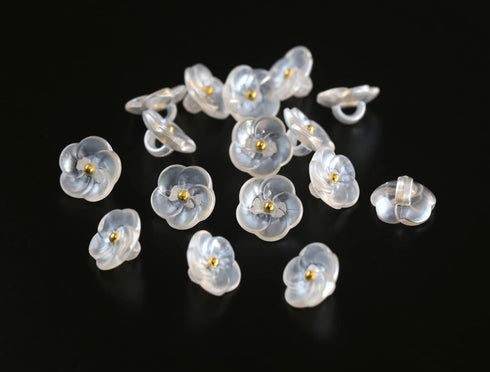 Flower Buttons for Sewing 15/32 inch (11.5mm) Translucent Blouse Button Craft Scrapbooking Pink White Mix Pack of 30pcs...