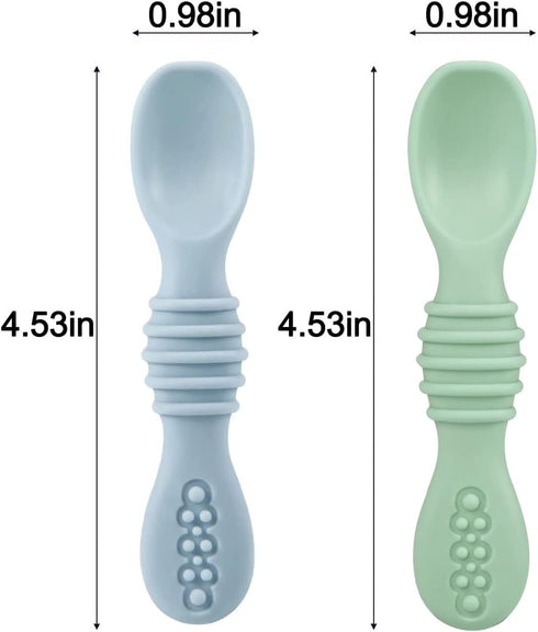 PandaEar 2 Pack Silicone Suction Plate for Baby, Divided Unbreakable Toddler Food Plate with 2 Pack Spoons for Self Feeding, Toddler Utensils Feed...