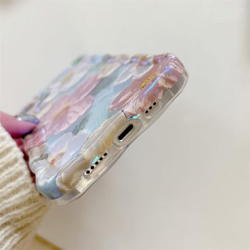 Jusy Oil Painting Flower Compatible with iPhone 11 Pro Max Case, Colorful Retro Floral Cute Curly Wave Frame Women Girls Cover for Apple 11 Pro Ma...