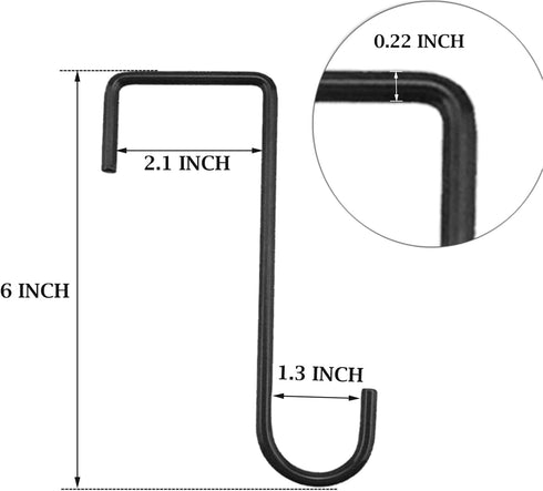 Vinyl Fence Hooks Patio Hooks Black - 8 Pack 2 x 6 inch, Hangers for Indoor & Outdoor Hanging Lights, Plants & Planters, Bird Feeder, Decorations,...