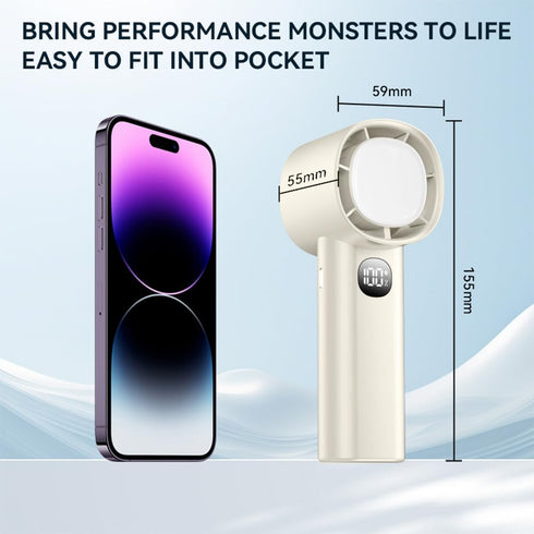 Portable Handheld Fan 5000mAh USB Rechargeable Mini Fan 10000RPM Speed(1-100) Adjustable Turbo Personal Fan with Digital Display Electric High Spe...