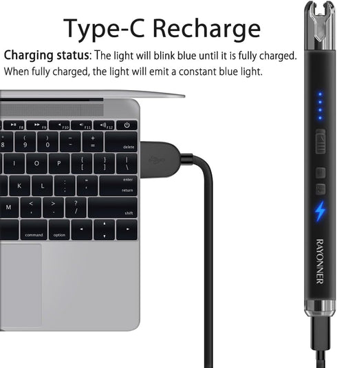 RAYONNER Lighter Electric Candle Lighter Rechargeable USB ARC Lighter (1 Pack - Black)...
