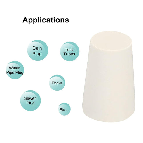 MECCANIXITY Rubber Tapered Plug 13mm to 17mm Solid Test Tubes Bungs Stopper White for Lab Home 12 Pieces...