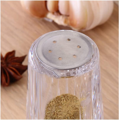 YBM Home Salt and Pepper Shakers Acrylic with Stainless Steel Lid, 1.5oz Clear Spice Herb Dispenser for Dining Table and Farmhouse Decoration, 123...