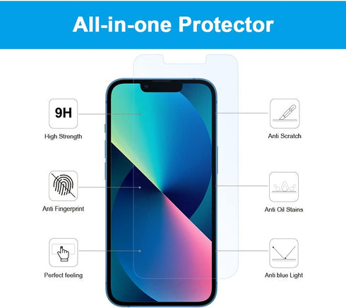 GLASS-M Anti-Blue Light Screen Protector for iPhone 13 Mini, Eye Protection 9H Tempered Glass, Full Coverage Anti Blue Ray Glass Screen Cover, Blu...